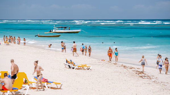 Arena Gorda Beach near Secrets Tides Punta Cana with expansive white sand and clear blue waters