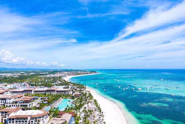 Punta Cana Beach near Secrets Tides Punta Cana with white sand and turquoise Caribbean waters