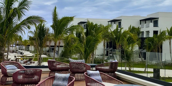 Secrets Terrace lounge seating with tropical views at Secrets Tides Punta Cana